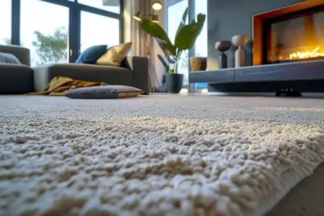 Carpet with a sofa on it
