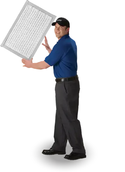 COIT technician holding an air filter