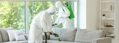 technicians sanitizing