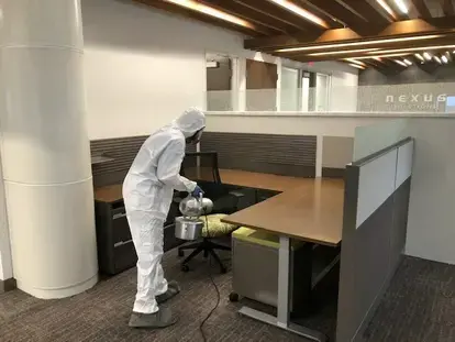 COIT technician fogging under desk