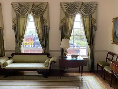 Drapes hanging in a living room