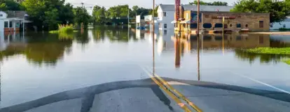 Flooded streets in a town