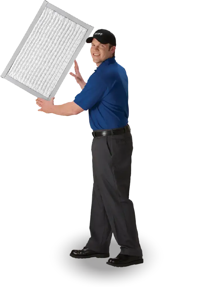 COIT technician holding an air filter