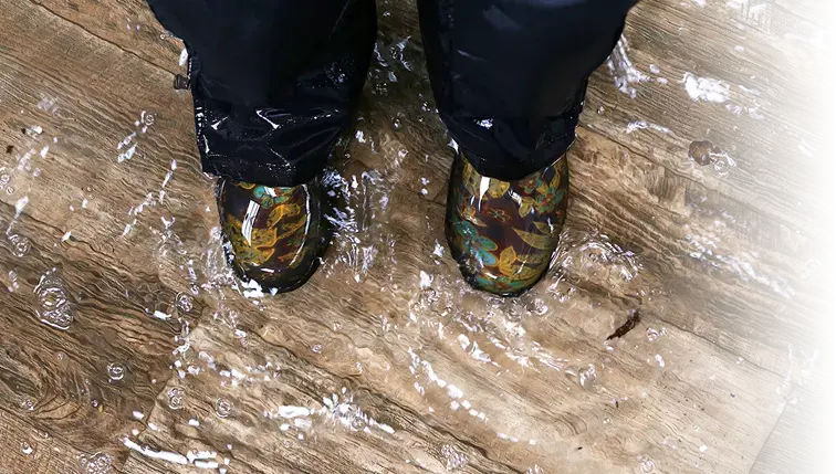 shoes standing in flood water
