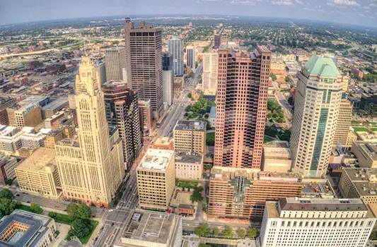 Aerial view of Columbus