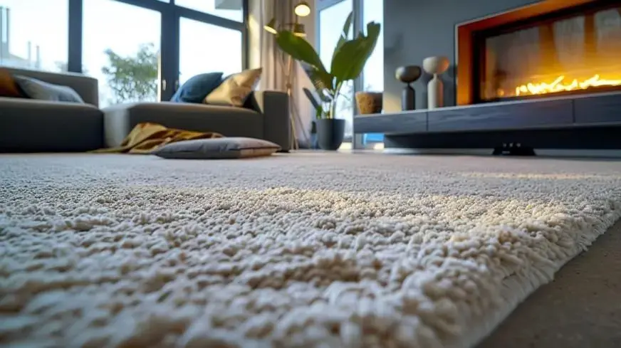 Carpet with a sofa on it